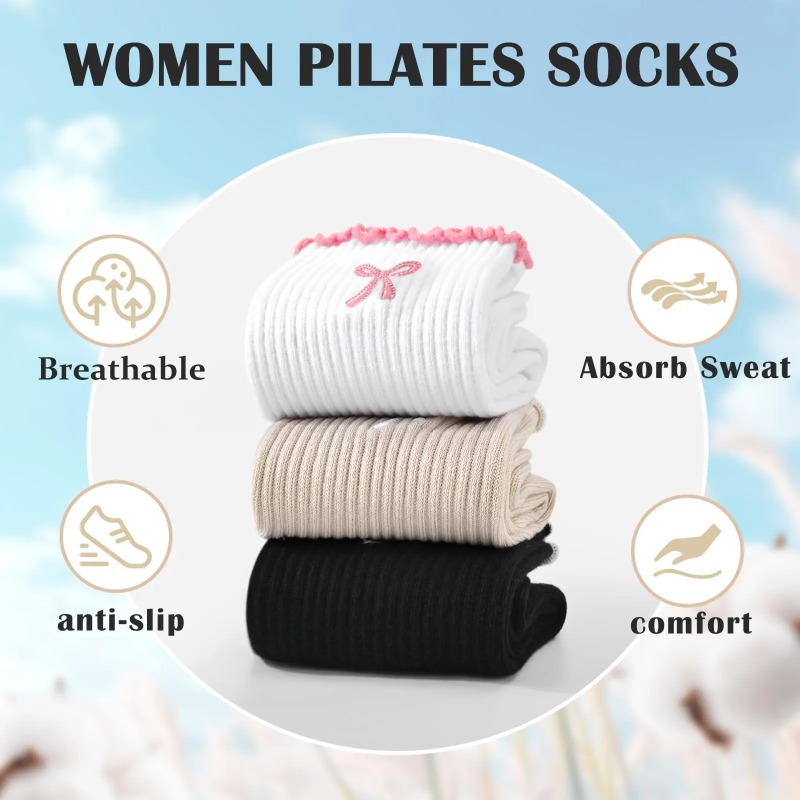 Pilates & Yoga Vida - Professionelle Yoga-Socken, Baumwoll-Riemen mit Silikon-Antirutschbeschichtung für