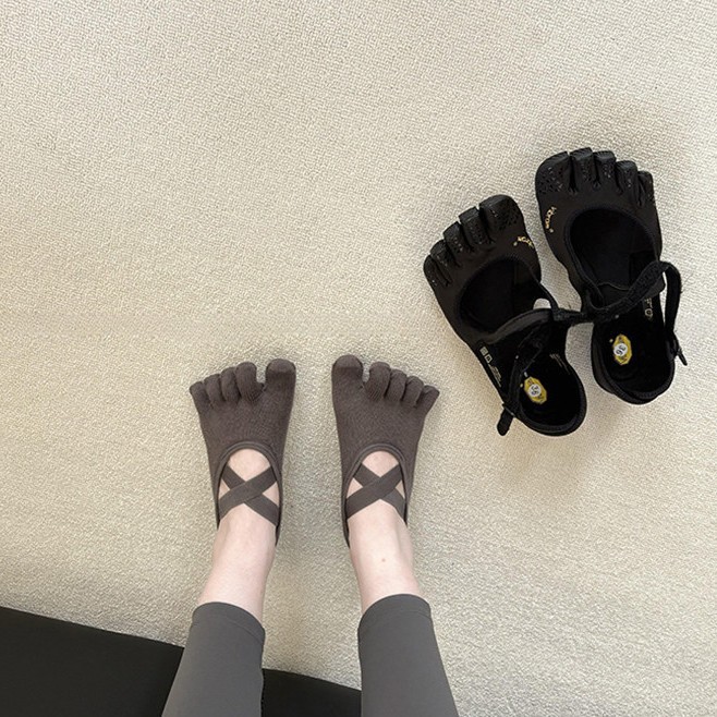 Medias Para Pilates Y Yoga - Damen Yoga-Socken mit Kreuzriemen und Fünf