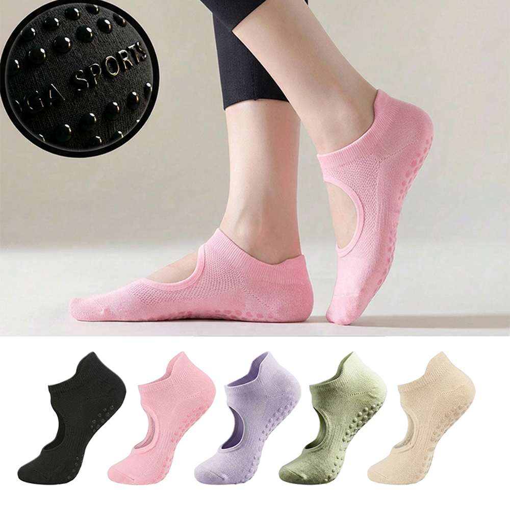 Medias Para Pilates Y Yoga - 2/12 Stück Rückenfreie Rutschfeste Fitness-Pilates-Socken aus