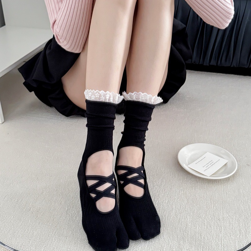 Yoga-Socken mit Spitzenbesatz  – Medias Para Pilates Y Yoga Bewertung und Preis