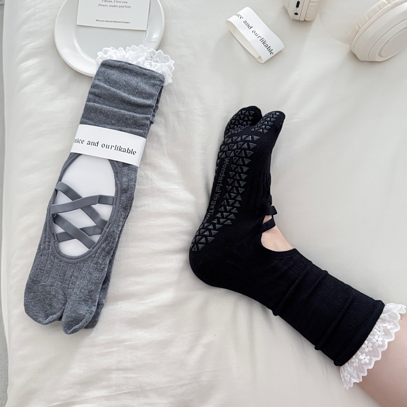Yoga-Socken mit Spitzenbesatz  – Medias Para Pilates Y Yoga Bewertung und Preis